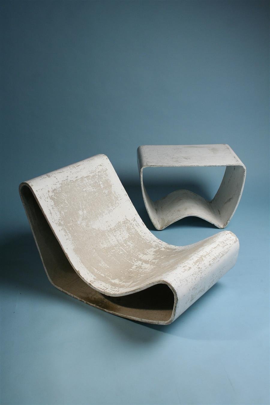 Chair and table/stool, designed by Willy Guhl for Eternit, Switzerland