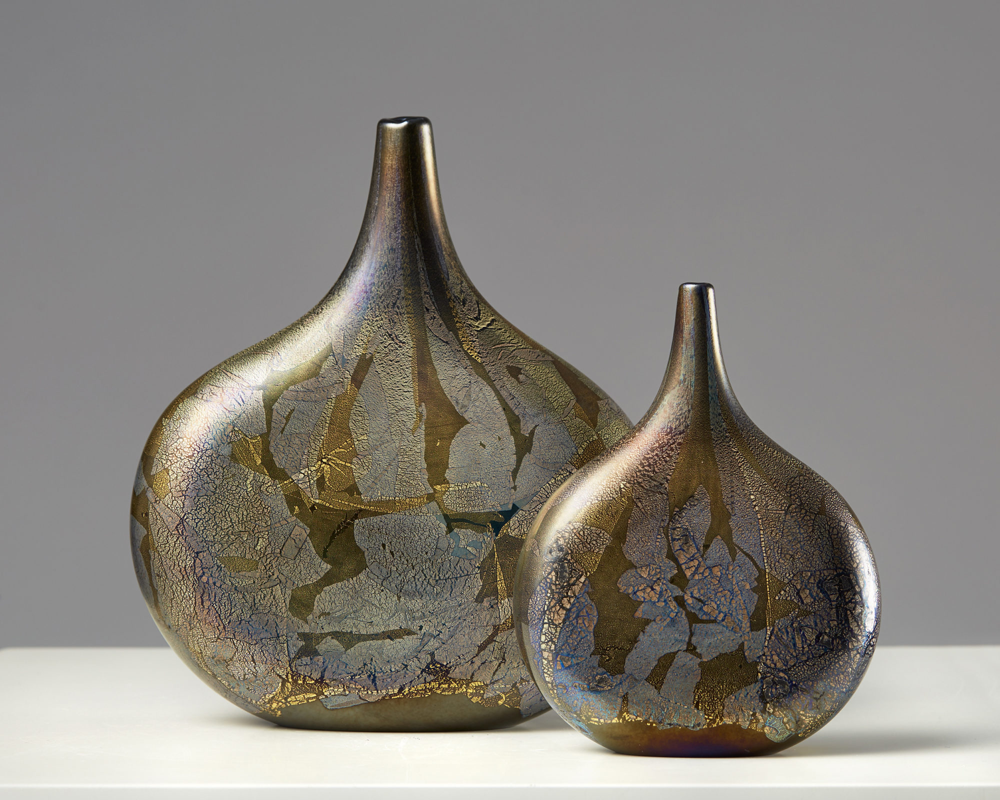 Pair of vases designed by Michael Harris for Isle of Wight glass
