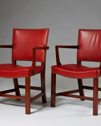 Set of two armchairs The Red Chair designed by Kaare Klint Modernity