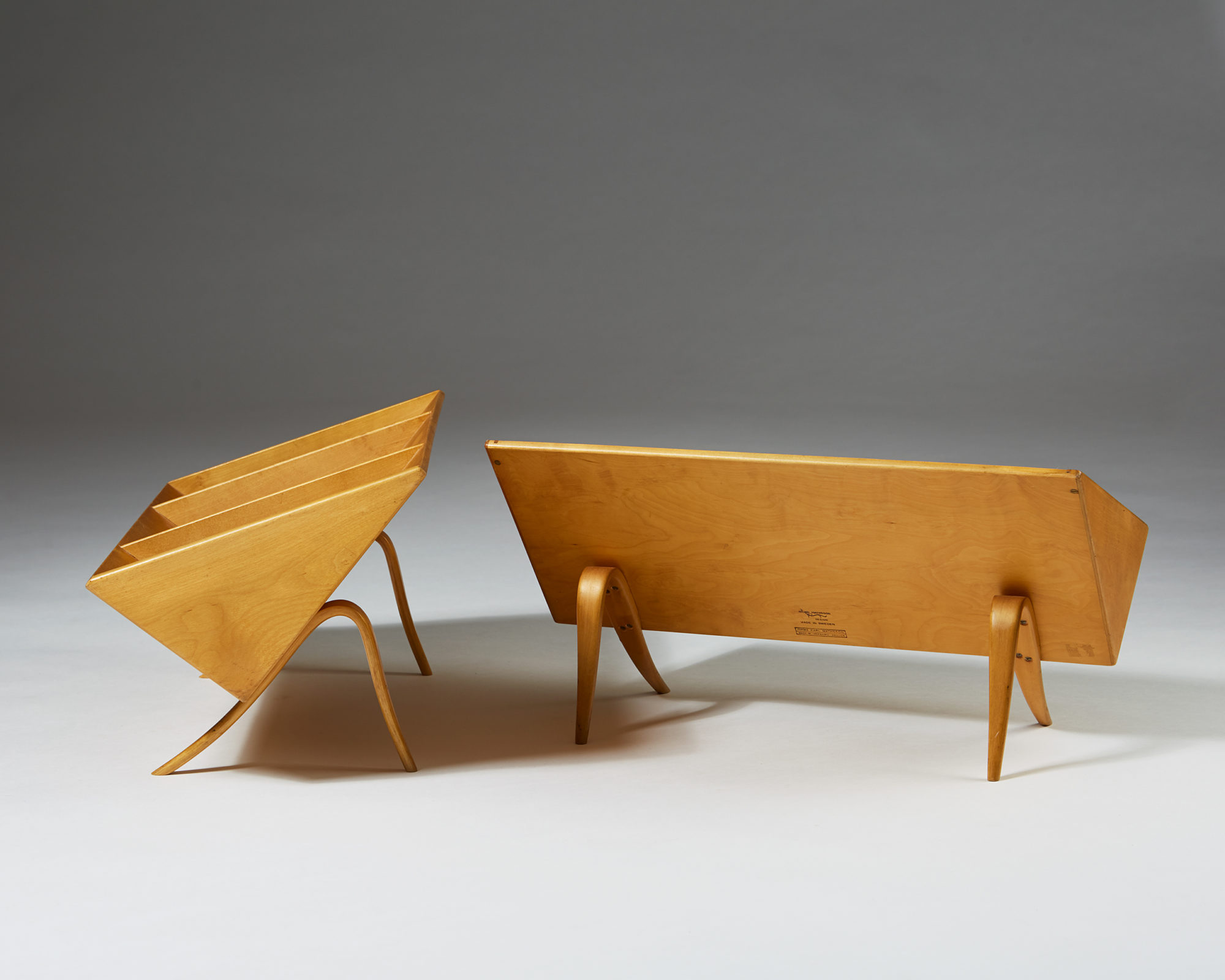 Pair of book cradles designed by Bruno Mathsson for Karl Mathsson