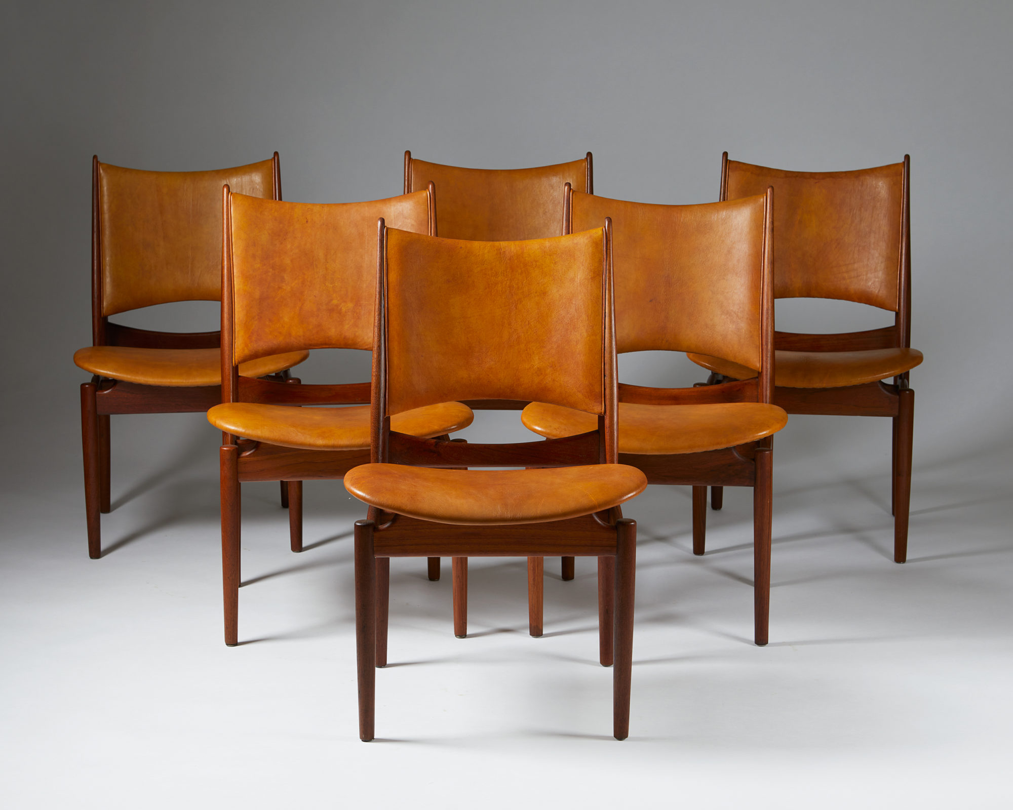 Set of six 'Egyptian' dining chairs designed by Finn Juhl for Niels