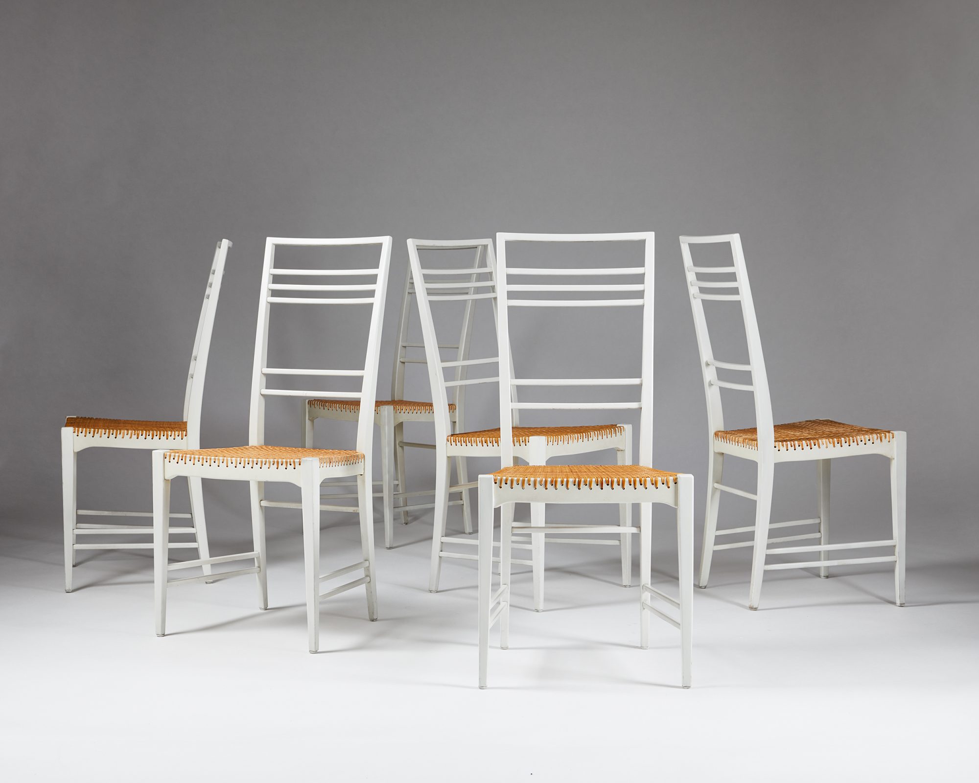 A set of six, "Poem" chairs designed by Erik Chambert, — Modernity