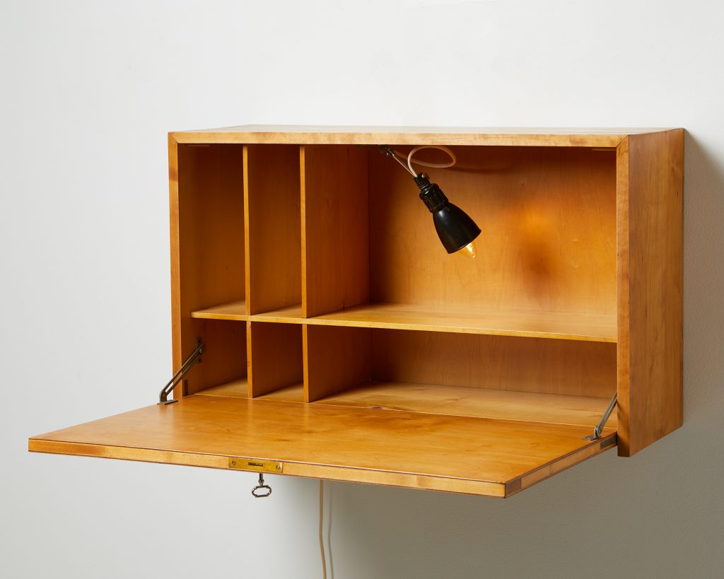 Wall cabinet with writing surface designed by Alvar Aalto for Aalto ...
